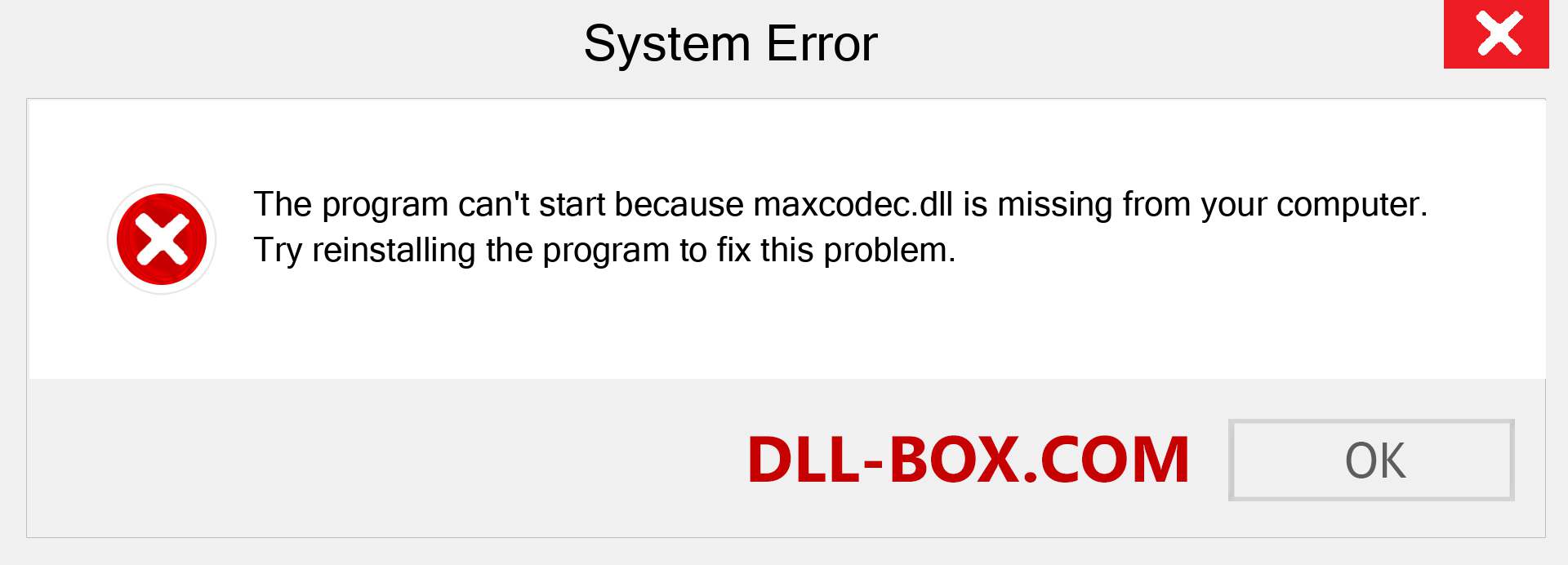  maxcodec.dll file is missing?. Download for Windows 7, 8, 10 - Fix  maxcodec dll Missing Error on Windows, photos, images